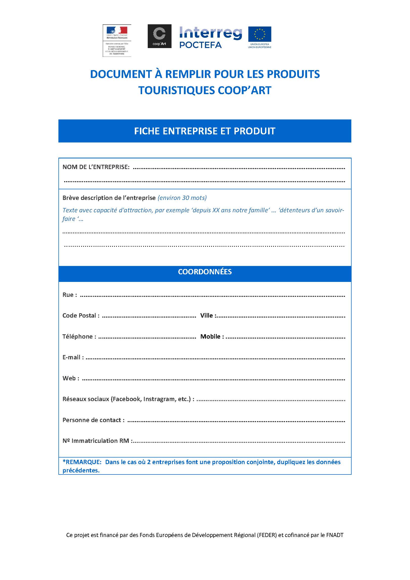 Document A Remplir Pour Les Produits Touristiques Coop Art Chambre De Metiers Et De L Artisanat Des Pyrenees Orientales